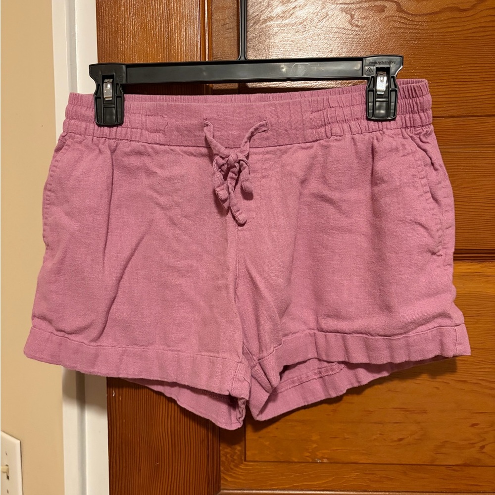 Small pink women’s linen blend shorts old navy drawstring